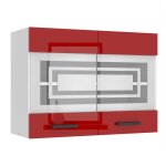 Meuble haut cuisine - belini - sgw80 - 2 portes vitrées - rouge très brillant - métal Meuble haut cuisine - belini - sgw80 - 2 portes vitrées - rouge très brillant - métal