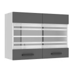 Meuble haut cuisine - belini - sgw80 - 2 portes vitrées - argent mat - 80x58 cm Meuble haut cuisine - belini - sgw80 - 2 portes vitrées - argent mat - 80x58 cm