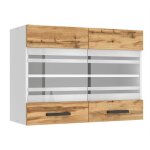 Meuble haut de cuisine - belini - sgw80 - 2 portes vitres - chne wotan - 58 cm de hauteur