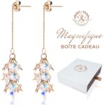 Belles boucles doreilles en cristaux autrichiens baignes dans lor. ecrin cadeau offert. cadeau femme ...