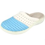 Belym sabot femme m�dical en cuir blanc et bleu ciel sbbl416c 38