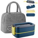 Bento lunch box kit1400ml double couche boite repas avec couverts et sac isotherme repasherm�tique bo�tes ...