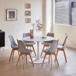Benyled 110cm table de salle à manger ronde avec 6 chaises scandinave pour la mmaison le bureau blanc ... Benyled 110cm table de salle à manger ronde avec 6 chaises scandinave pour la mmaison le bureau blanc ...
