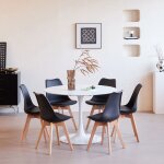 Benyled 110cm table de salle à manger ronde avec 6 chaises scandinave pour la mmaison le bureau blanc ... Benyled 110cm table de salle à manger ronde avec 6 chaises scandinave pour la mmaison le bureau blanc ...