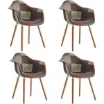Benyled lot de 4 chaises de salle  manger avec revtement en tissu patchwork pieds en htre massif naturel ...