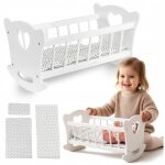 Berceau  bascule en bois pour poupe avec parure de lit kinderplay green series (gs2104)