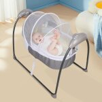 Berceau �lectrique pour b�b� (gris) - berceau b�b� avec moustiquaire - berceau � bascule �lectrique pour ...