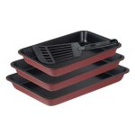 Bergner plat � four avec surface antiadh�sive et louche maroon set of 3 bg - 37248 - rd