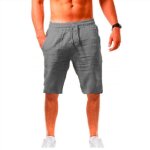 Bermuda hommebermuda en coton lin casual sport l�ger respirant pour hommes - gris