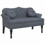 Best - home banc banquette bout de lit - avec coussins gris fonc 1205x65x75 cm velours1parcel1290