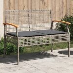 Best - home banc de jardin - banc dext�rieur pour cour terrasse avec coussin gris r�sine tress�e et acacia ...