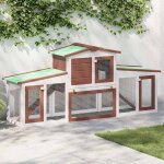 Best - home clapier poulailler  poules - pour 2 / 6 poules - large dextrieur marron et blanc 201x45x85cm ...