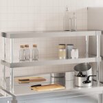 Best - home �tag�re de table de travail �tag�re de rangement - plan de travail - � 2 niveaux 110x30x65cm ...
