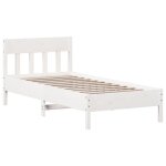 Best - home meuble de chambre - uu - cadre de lit sans matelas - blanc 90x190 cm bois de pin massif hh14854 ...