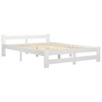 Best - home meuble de chambre - uu - cadre de lit sans matelas - blanc bois de pin massif 120x200 cm ...