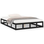 Best - home meuble de chambre - uu - cadre de lit sans matelas - noir 120x190 cm bois massif hh14710
