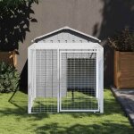 Best - home poulailler  poules - pour 4 / 10 poules - avec cour gris clair 117x201x123cm acier galvanis ...