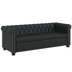 Best - home sofa - salon - uu - canap� chesterfield - � 3 places - cuir synth�tique noir hh57