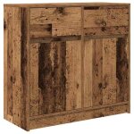 Bestbuffet bas cuisine vitrine - armoire commode et tiroirs avec tiroir vieux bois 80 x 34 x 76 cm bois ...