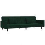 Bestcanap - lit - sofa bed moderne - pour adulte / enfant -  2 places avec deux oreillers vert fonc ...
