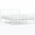 Bestlit adulte / sommier � lattes blanc cadre de lit m�tal - sans matelas - et pied de lit blanc 140 ...