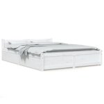 Bestlit adulte / sommier  lattes blanc cadre de lit - sans matelas - avec tiroirs blanc 140 x 190 cm ...