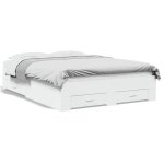 Bestlit adulte / sommier  lattes blanc cadre de lit avec tiroirs - sans matelas - blanc 120 x 190 cm ...