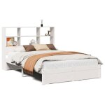Bestlit adulte / sommier  lattes blanc lit bibliothque - sans matelas - blanc 140 x 190 cm bois pin ...