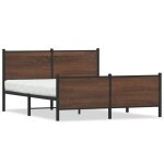 Bestlit adulte / sommier � lattes brun cadre de lit en m�tal - sans matelas - ch�ne marron 140 x 190 ...