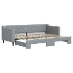Bestlit adulte / sommier � lattes gris lit de jour avec gigogne - sans matelas - gris clair 80 x 200 ...
