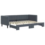 Bestlit adulte / sommier � lattes gris lit de jour avec gigogne - sans matelas - gris fonc� 80 x 200 ...