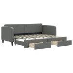 Bestlit adulte / sommier � lattes gris lit de jour - gigogne et tiroirs - sans matelas - 80 x 200 cm ...