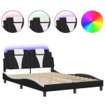 Bestlit adulte / sommier � lattes noir cadre de lit viana avec led - sans matelas - noir et blanc 140 ...