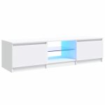 Bestmeuble tv - armoire de tlvision - console de jeu - clairage led inclus - blanc 140 x 40 x 36 cm ...