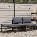 Bestsalon de jardin - vidaxl - 3 pcs - facile � entretenir - avec coussins gris r�sine tress�e nov85950497 ...