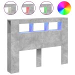 Bestt�te de lit - pour regarder t�l�vision - pour chambre - � led gris b�ton 140 x 185 x 1035cm bois ...