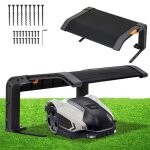 Bettizia garage de tondeuse toit rabattable 72x56x36 cm toit gris noir cadre en acier noir garage