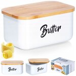 Beurrier - vilde - 15x10x7. 5cm - acier blanc - couvercle en bambou - design classique