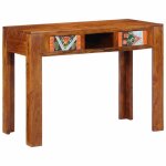Bewi bureau table de secrtaire - bureau informatique avec tiroir marron 100x50x75 cm - bois dacacia ...