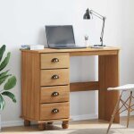Bewi® bureau table de secrétaire - bureau informatique avec tiroir marron 95x40x75 cm - bois massif en ... Bewi® bureau table de secrétaire - bureau informatique avec tiroir marron 95x40x75 cm - bois massif en ...
