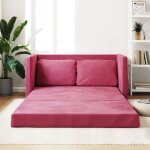 Bewicanap - lit / sofa bed - 2 personnes - clic - clac 2 en 1 rouge bordeaux 122x204x55 cm velours ...
