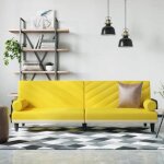 Bewicanap - lit / sofa bed - 2 personnes - clic - clac avec accoudoirs jaune clair tissu &fr60535