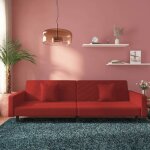 Bewi�canap� - lit / sofa bed - 2 personnes - clic - clac � 2 places et deux oreillers rouge bordeaux ...