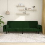 Bewi®canapé - lit / sofa bed - 2 personnes - clic - clac à 2 places avec deux oreillers vert foncé velours ... Bewi®canapé - lit / sofa bed - 2 personnes - clic - clac à 2 places avec deux oreillers vert foncé velours ...