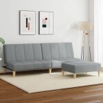 Bewi®canapé - lit / sofa bed - 2 personnes - clic - clac à 2 places avec repose - pied gris clair tissu ... Bewi®canapé - lit / sofa bed - 2 personnes - clic - clac à 2 places avec repose - pied gris clair tissu ...