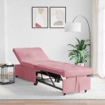 Bewicanap - lit / sofa bed - 2 personnes - clic - clac rose 67 x 194 x 38 cm velours &fr20740