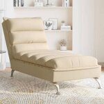 Bewichaise de canap - fauteuil de relax - design simple chaise longue pour tv avec coussins crme tissu ...