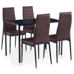 Bewiensemble de salle  manger - table de cuisine et chaises - pour restaurant / famille - 5 pcs marron ...
