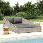 Bewi�lit de jardin 1 place - bain de soleiltransat jardin - gris 110x200 cm r�sine tress�e &fr445893