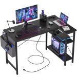 Bexevue bureau d?angle avec multiprise et �tag�res 120 x 70 cm bureau gaming noir